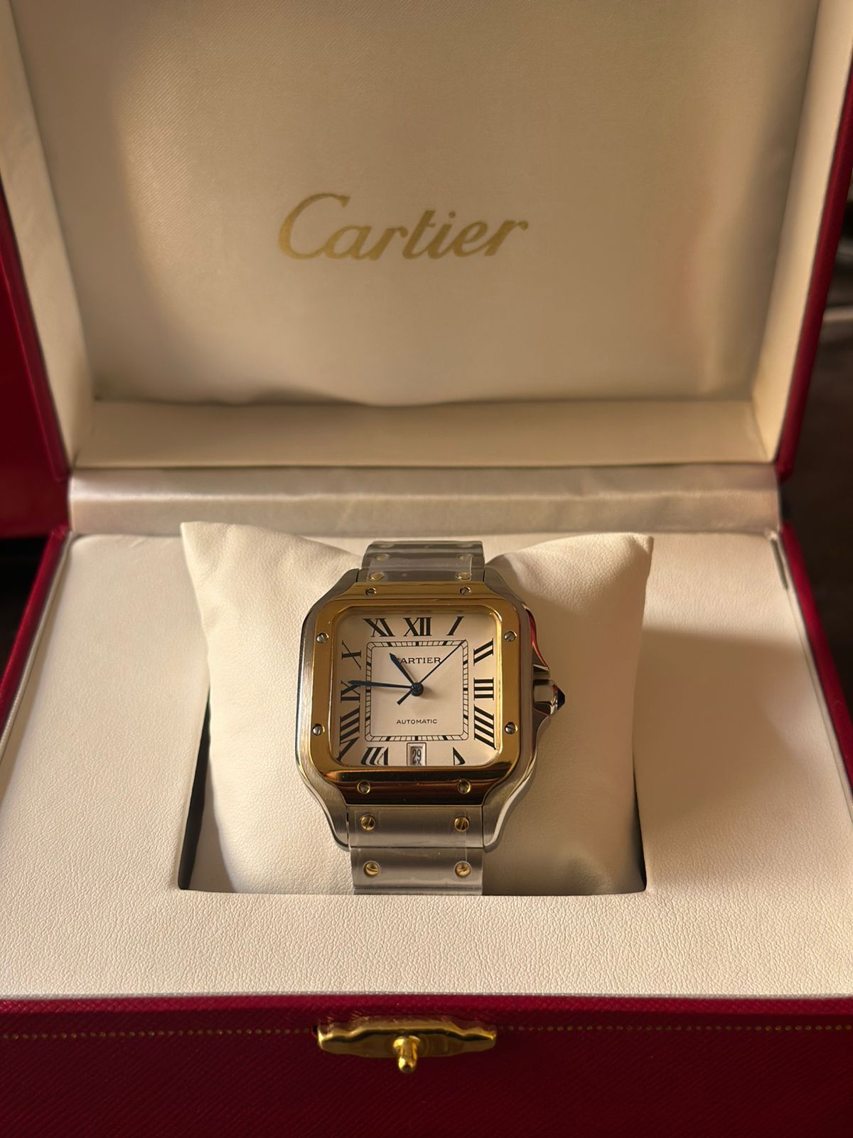Cartier Santos de Cartier acero y oro en estuche Cartier