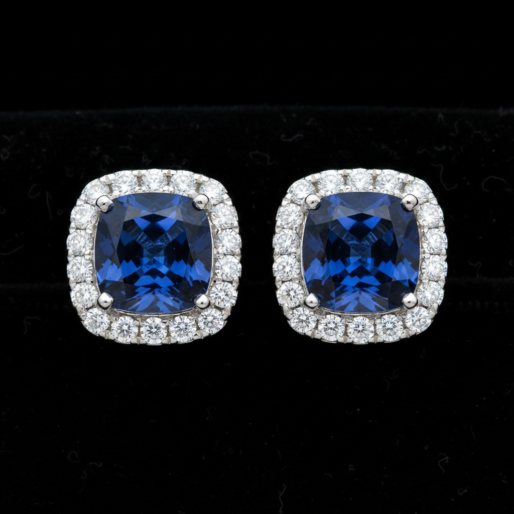 Aretes Zafiro Halo