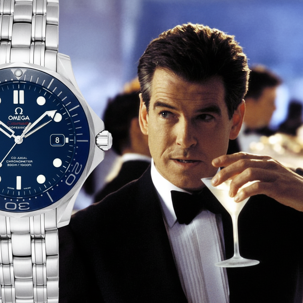 Omega Seamaster GoldenEye close-up dramático
