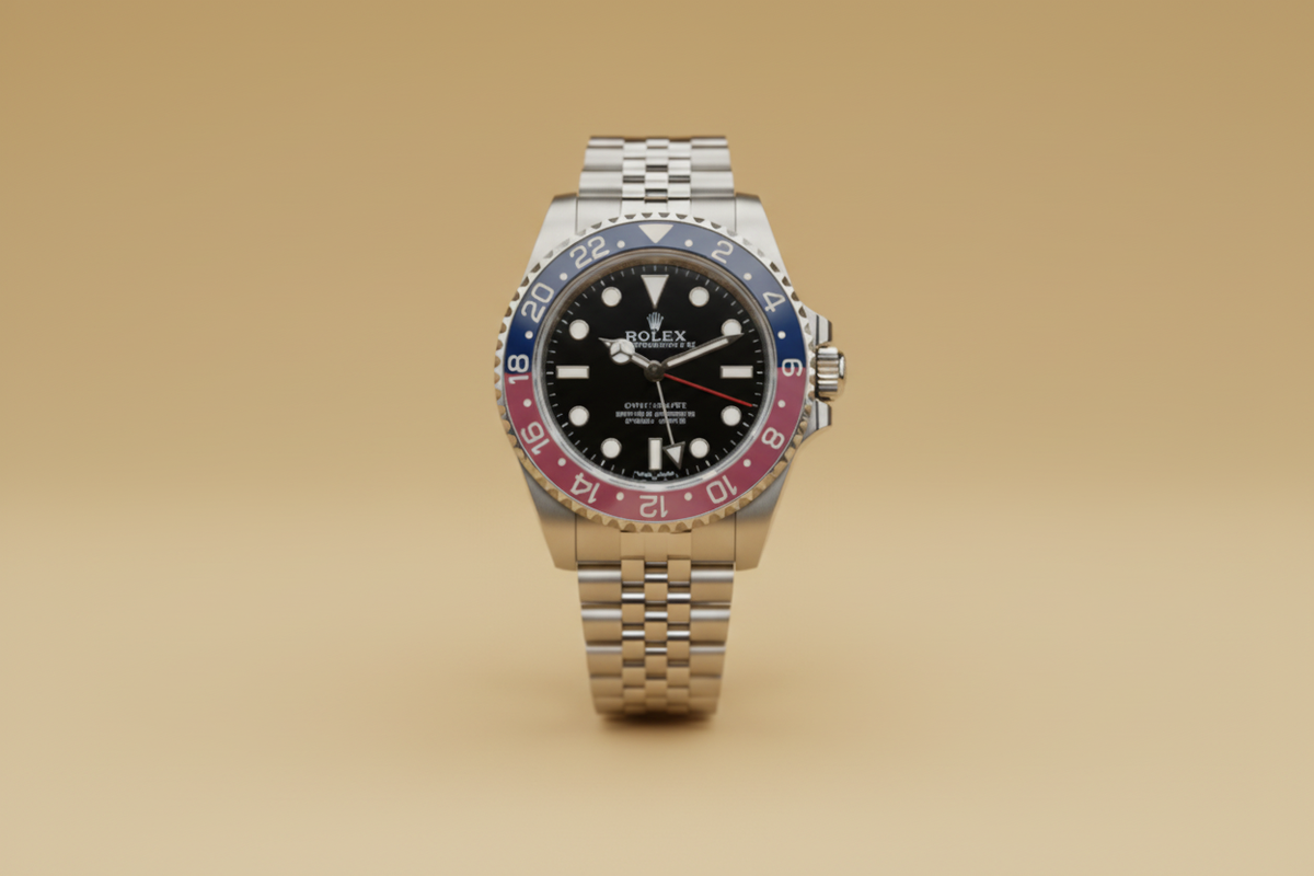 Rolex GMT Pepsi fondo crema centrado