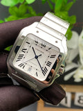 Cartier Santos de Cartier acero plateado esfera blanca