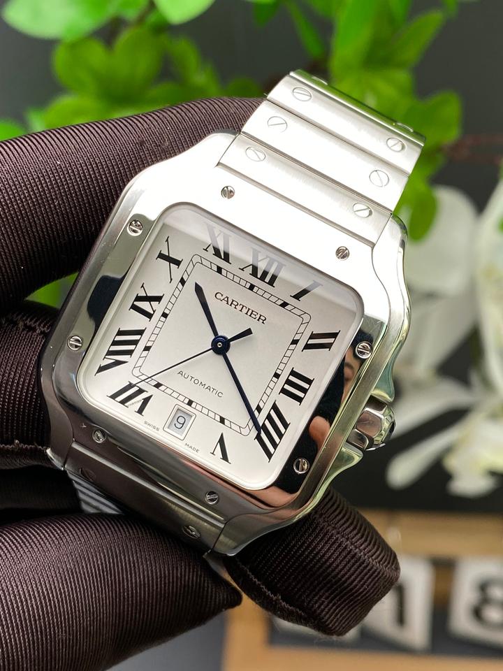 Cartier Santos de Cartier acero plateado esfera blanca