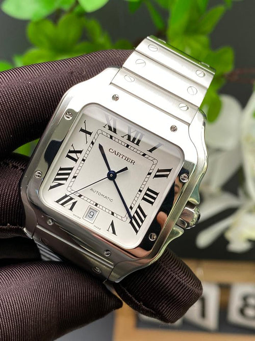 Cartier Santos de Cartier acero plateado esfera blanca